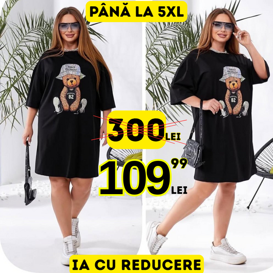 Rochie modernă de primăvară cu ursuleț de pluș