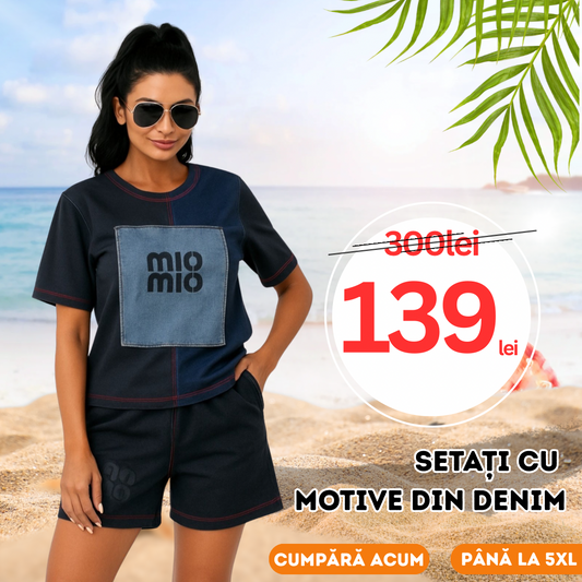 Setați cu motive din denim
